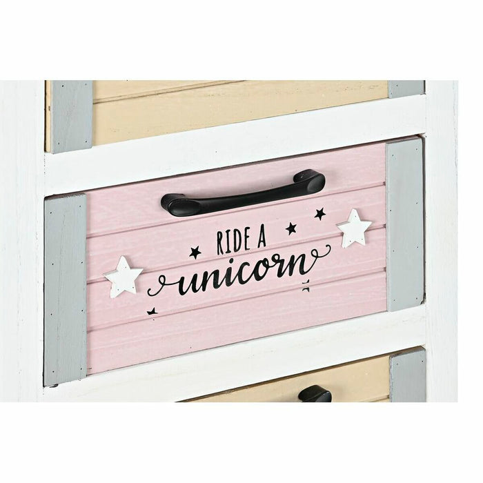 Dulap cu Sertare DKD Home Decor Gri Bej Roz Alb Infantil Lemn de paulownia (40 x 29 x 73,5 cm)