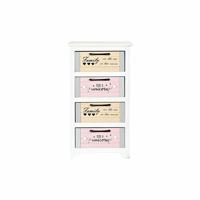 Dulap cu Sertare DKD Home Decor Gri Bej Roz Alb Infantil Lemn de paulownia (40 x 29 x 73,5 cm)