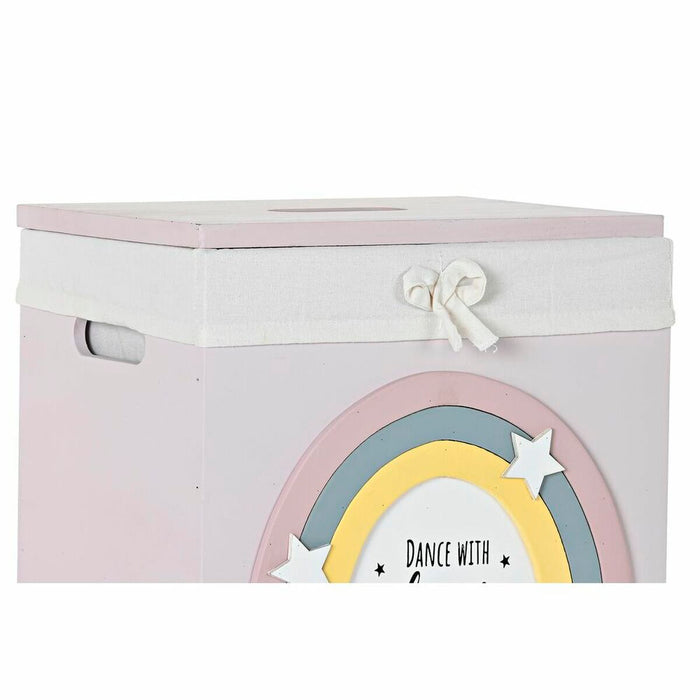Set de Coșuri DKD Home Decor Galben Alb Gri Roz Lemn de paulownia Infantil 40 x 30 x 55 cm (5 Piese) (5 Unități)