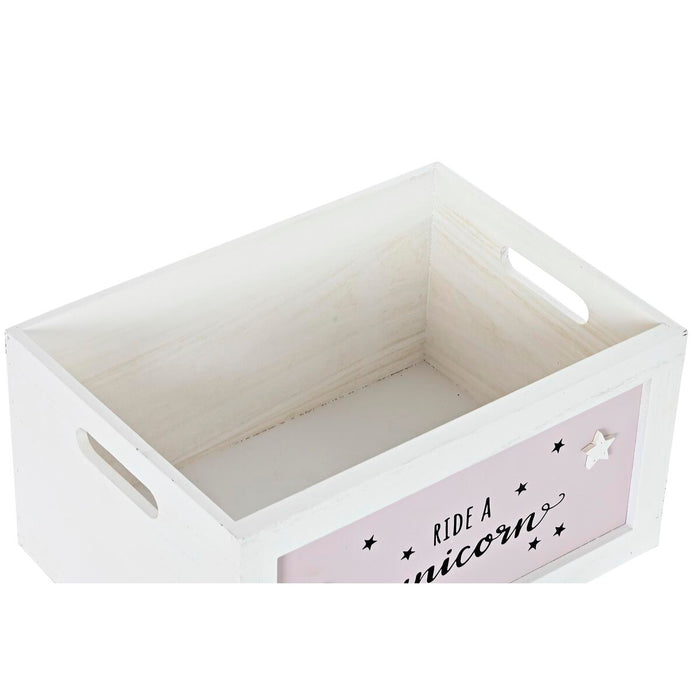 Set de Coșuri DKD Home Decor Galben Alb Gri Roz Lemn de paulownia Infantil 40 x 30 x 55 cm (5 Piese) (5 Unități)