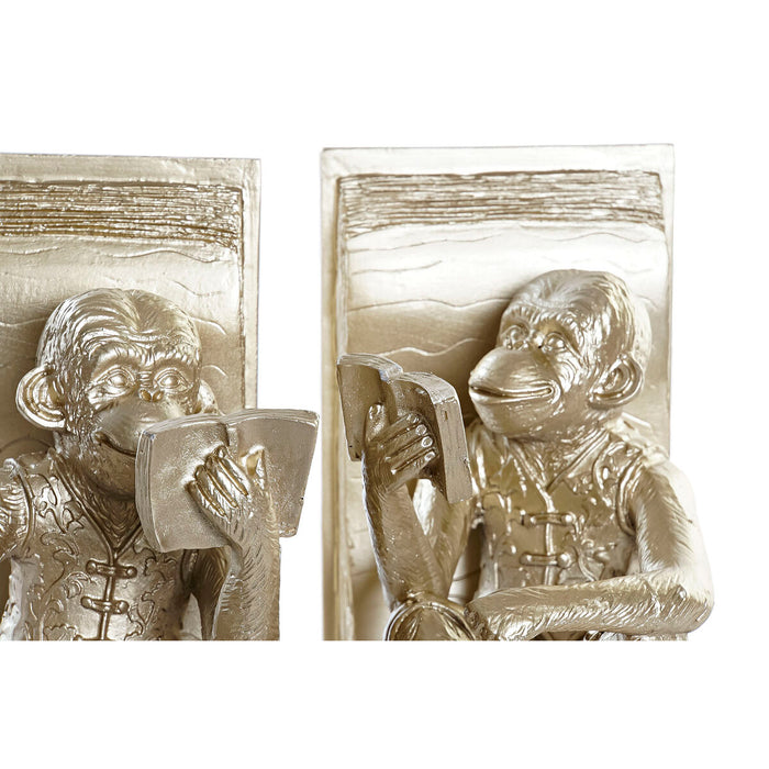Zarážka DKD Home Decor Șampanie 13 x 12 x 17,5 cm Rășină Colonial Maimuță