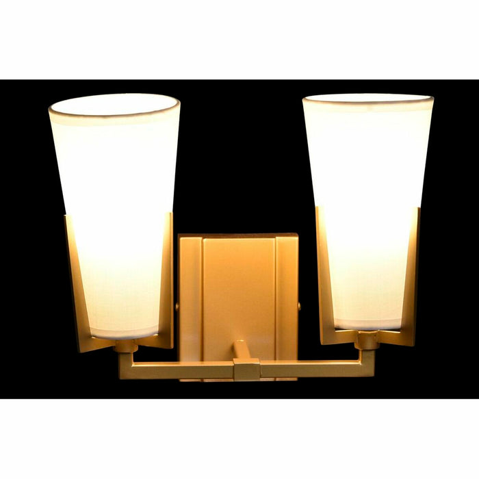 Lampă de Perete DKD Home Decor Geam Auriu* Metal Poliester Alb (30 x 18 x 23 cm)