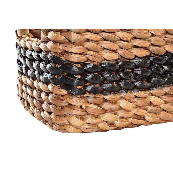 Set de Coșuri DKD Home Decor Alb Negru Natural Alb/Negru Poliuretan Lemn Metal Fibră naturală Colonial 30 x 40 cm 32 x 25 x 20 c