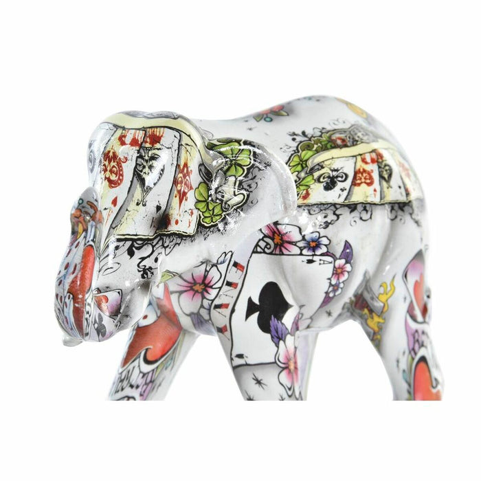 Figură Decorativă DKD Home Decor Alb Multicolor Elefant Colonial 11 x 5 x 9 cm