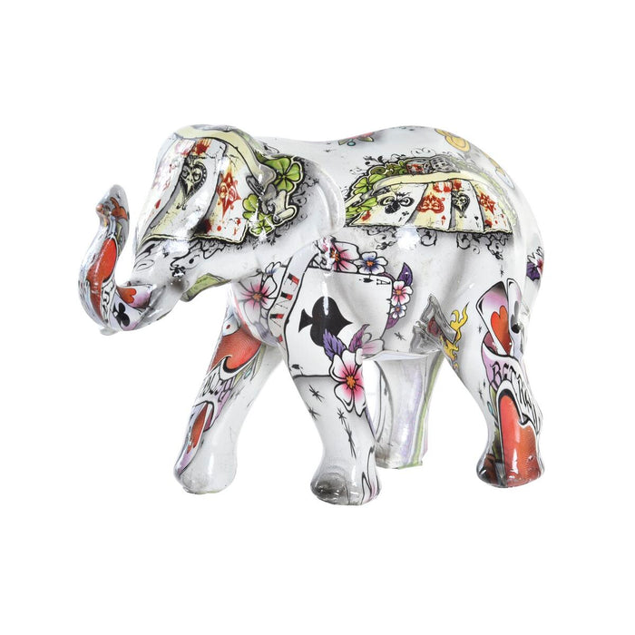 Figură Decorativă DKD Home Decor Alb Multicolor Elefant Colonial 11 x 5 x 9 cm