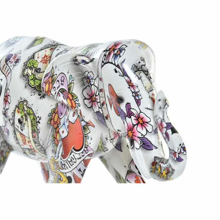 Figură Decorativă DKD Home Decor 23 x 9 x 17 cm Elefant Alb Multicolor Colonial