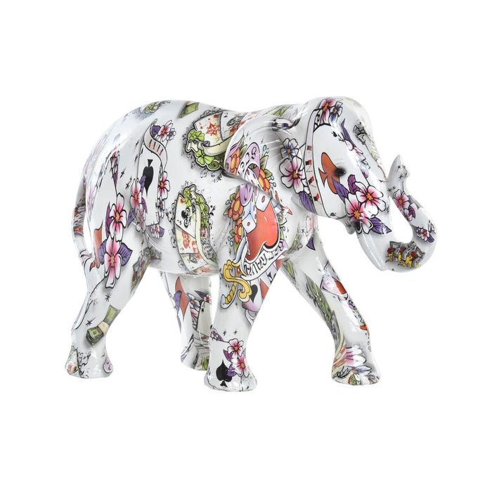 Figură Decorativă DKD Home Decor 23 x 9 x 17 cm Elefant Alb Multicolor Colonial