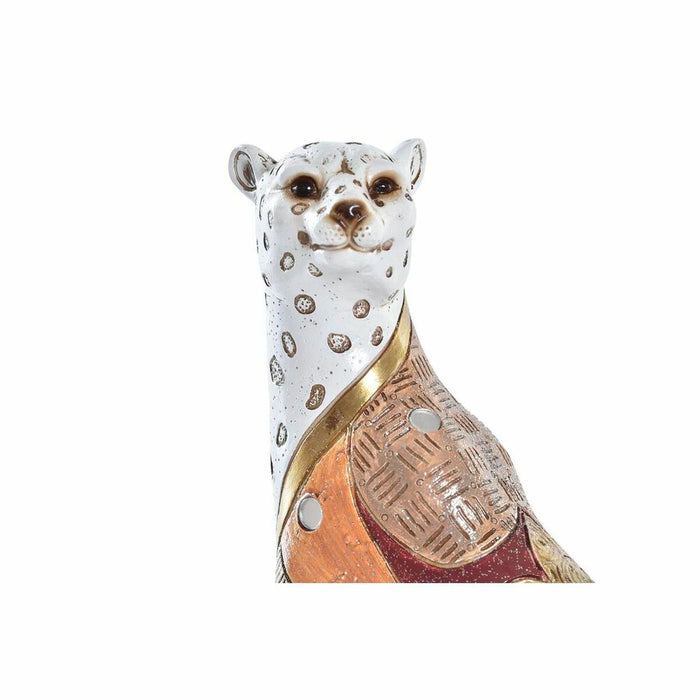 Figură Decorativă DKD Home Decor 15 x 8 x 25 cm Portocaliu Alb Leopard Colonial