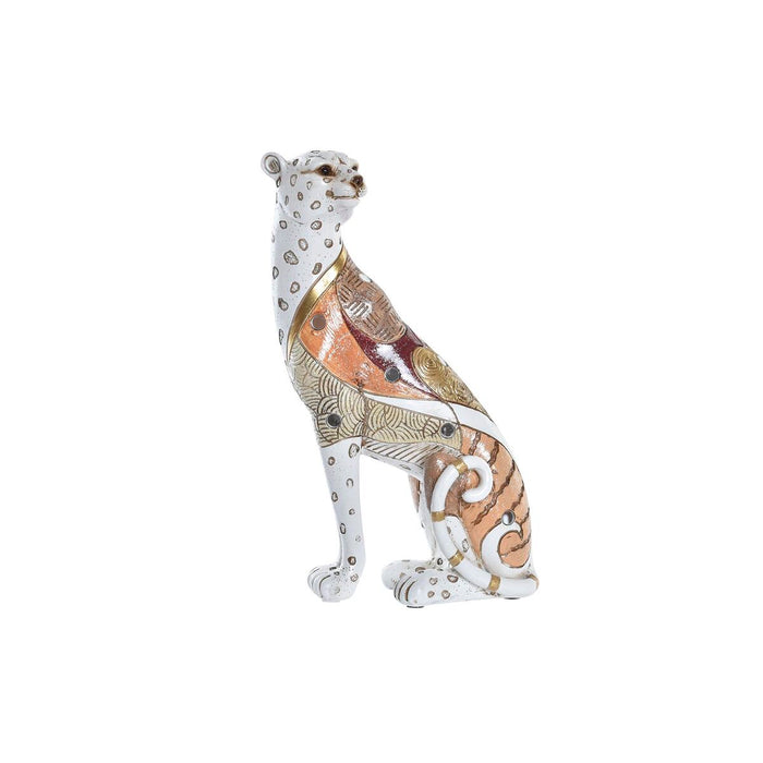 Figură Decorativă DKD Home Decor 15 x 8 x 25 cm Portocaliu Alb Leopard Colonial