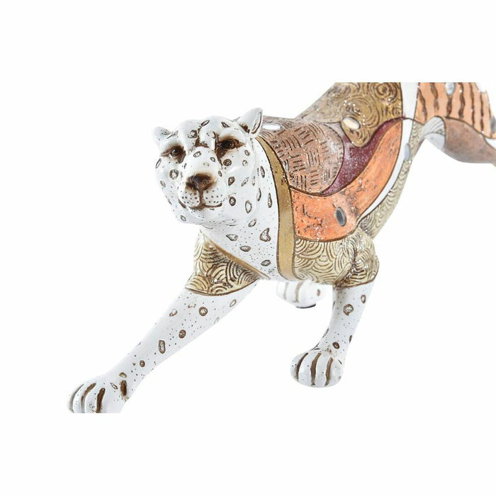 Figură Decorativă DKD Home Decor Alb Multicolor Portocaliu Alb/Portocaliu Leopard Colonial 30 x 40 cm 37 x 10 x 13 cm