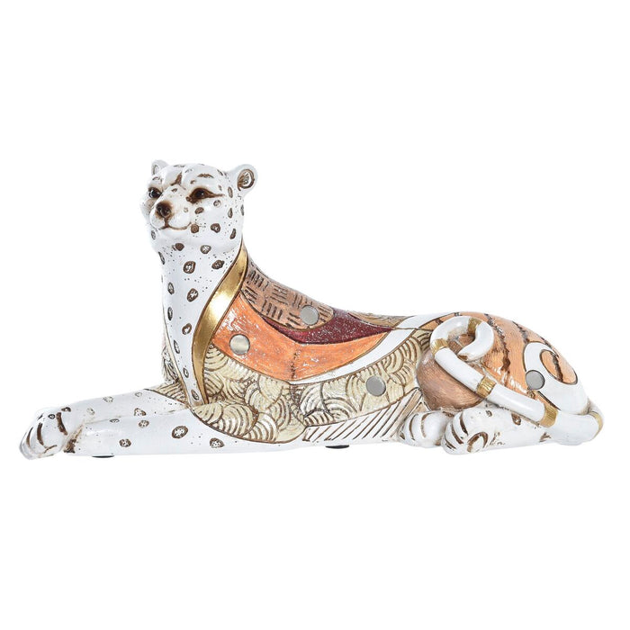 Figură Decorativă DKD Home Decor Alb Portocaliu Leopard Colonial 24 x 10 x 12 cm