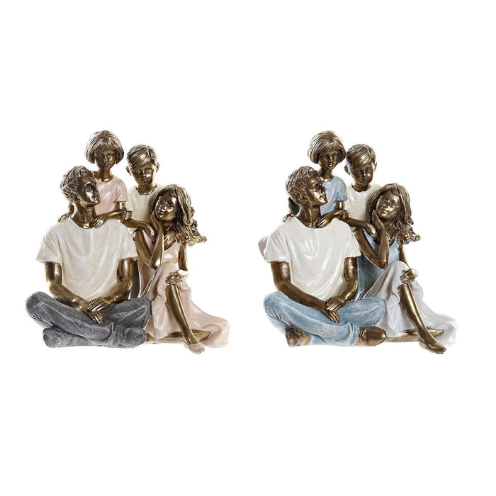 Figură Decorativă DKD Home Decor 14,5 x 14,5 x 15 cm Cupru Familie (2 Unități)