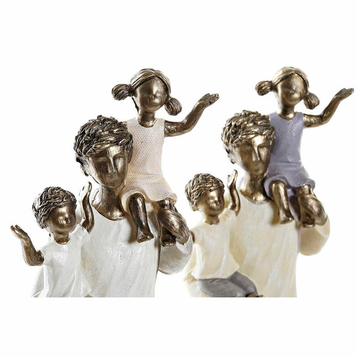 Figură Decorativă DKD Home Decor Alb Cupru Familie 10 x 6 x 28 cm (2 Unități)