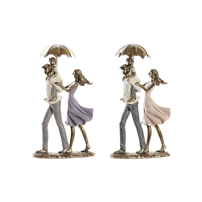 Figură Decorativă DKD Home Decor Umbrelă 17,5 x 8,5 x 31 cm Cupru Familie (2 Unități)