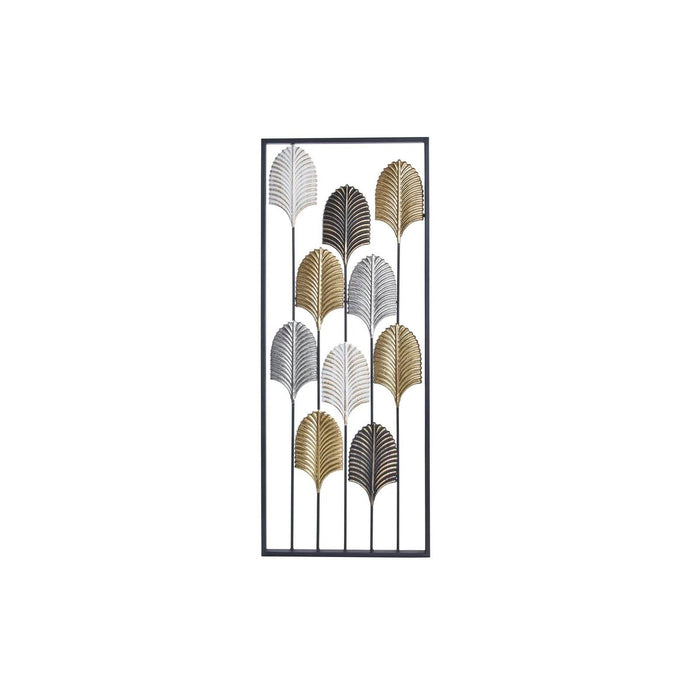 Decorațiune de Perete DKD Home Decor Negru Metal Multicolor Modern Frunza a unei plante (35 x 2 x 90 cm)