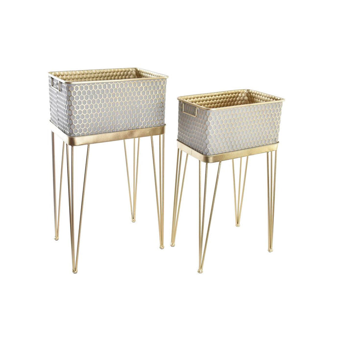 Set de jardiniere DKD Home Decor Gri Auriu* Metal Arab (40,5 x 31 x 76 cm)