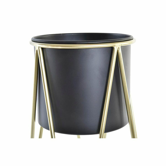 Set de ghivece DKD Home Decor Negru Auriu* Metal 26 x 26 x 70 cm (2 Unități)