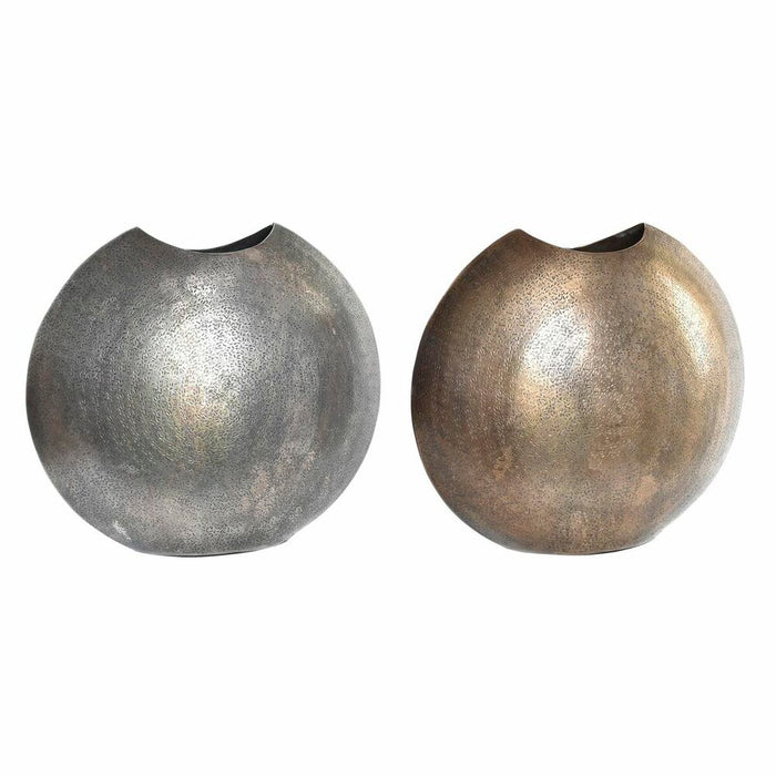 Vază DKD Home Decor Argintiu 36 x 14 x 33 cm Auriu* Aluminiu (2 Unități)