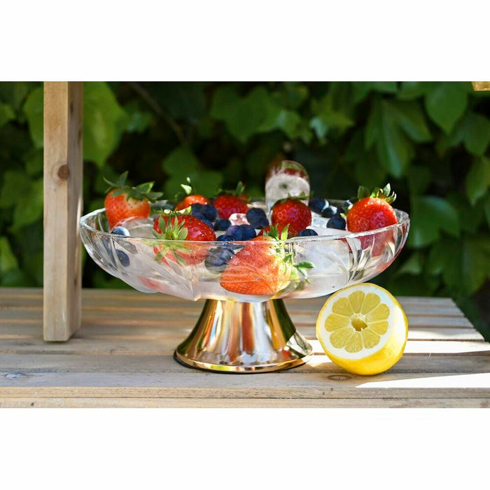 Tavă DKD Home Decor Transparent Auriu* Metal Geam 25 x 25 x 11 cm