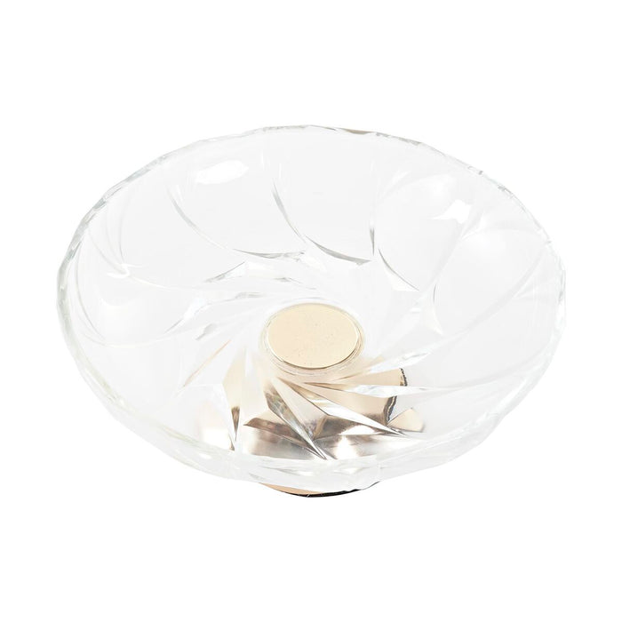 Tavă DKD Home Decor Transparent Auriu* Metal Geam 25 x 25 x 11 cm