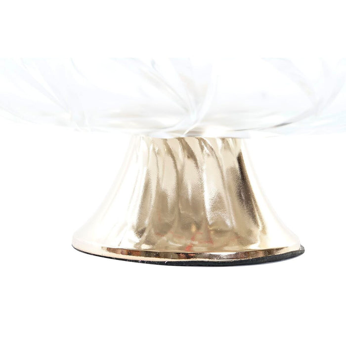 Tavă DKD Home Decor Transparent Auriu* Metal Geam 25 x 25 x 11 cm