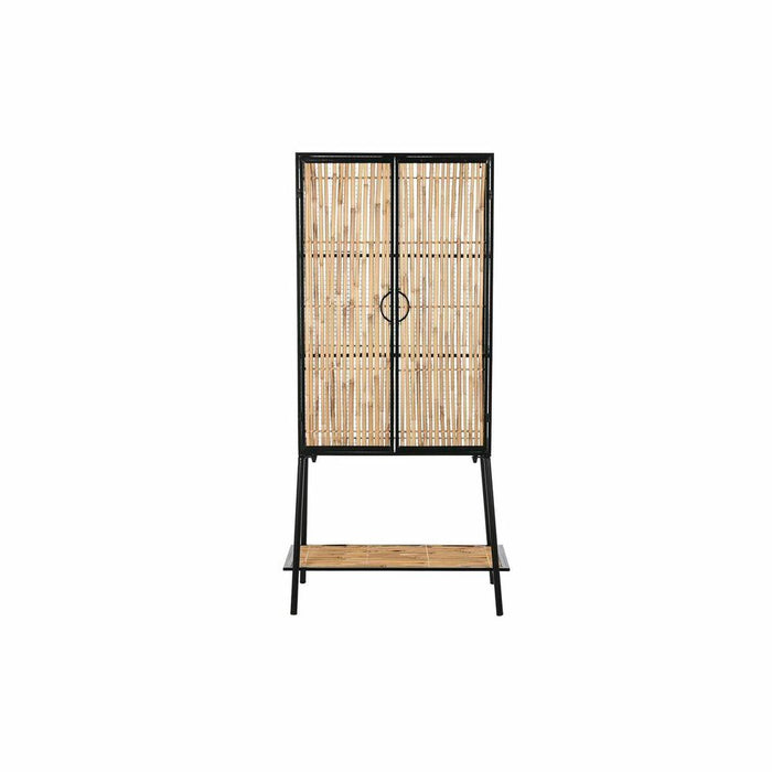 Servantă DKD Home Decor   Negru Natural Metal Ratan 65 x 35 x 130,5 cm