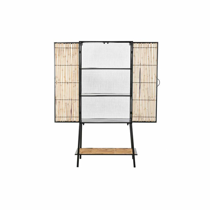 Servantă DKD Home Decor   Negru Natural Metal Ratan 65 x 35 x 130,5 cm