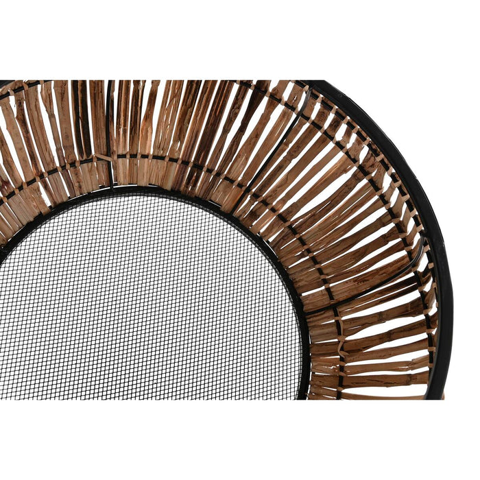 Set de ghivece DKD Home Decor Negru Natural Metal Ratan Pătrat Bali 50 x 50 x 25,4 cm (2 Unități)