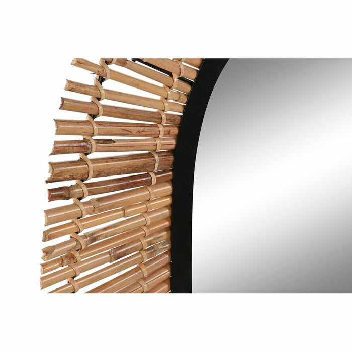 Oglindă de perete DKD Home Decor Oglindă Natural Negru Metal Ratan (63 x 1,5 x 92 cm)