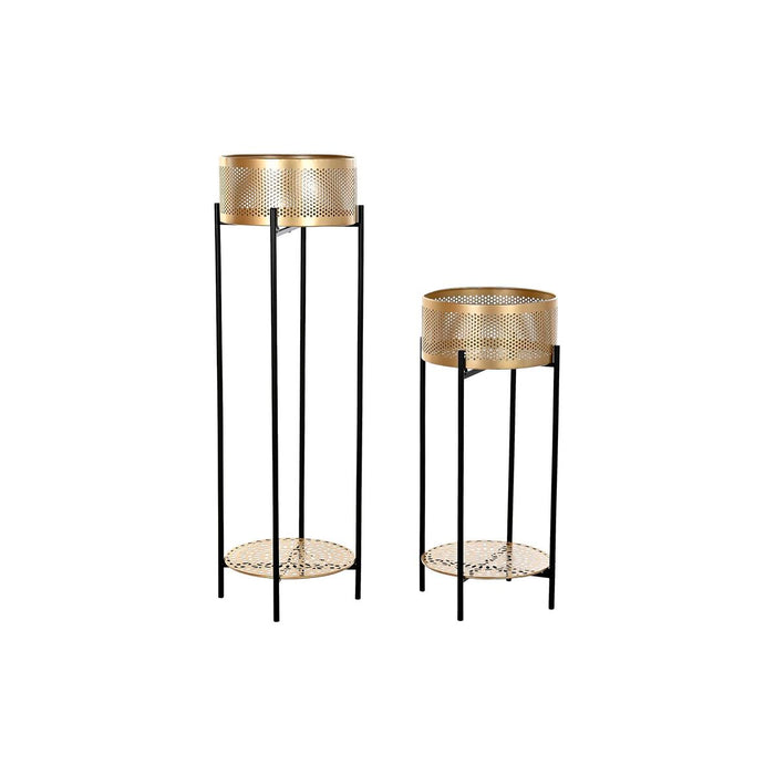Set de ghivece DKD Home Decor Negru Auriu* Metal 30 x 30 x 101 cm (2 Unități)