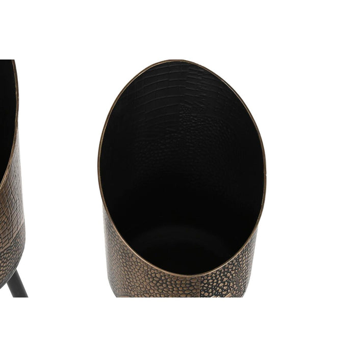 Set de ghivece DKD Home Decor Negru Cupru Metal Vintage 26 x 26 x 70 cm