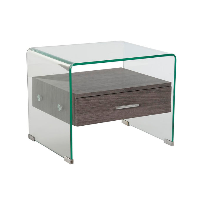 Noptieră DKD Home Decor Gri Maro închis Geam Lemn MDF 50 x 40 x 45,5 cm