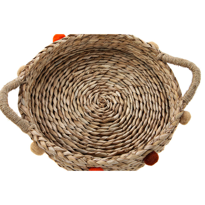 Set de Coșuri DKD Home Decor 49 x 40 x 9,5 cm Pompoane Iarbă de mare Boho (2 Unități)