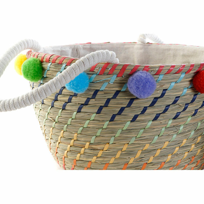 Set de Coșuri DKD Home Decor Poliester Pompoane (57 x 45 x 42,5 cm)