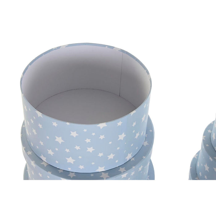 Set de cutii de depozitare, cu posibilitate de stivuire DKD Home Decor Rotund Stele Infantil Carton