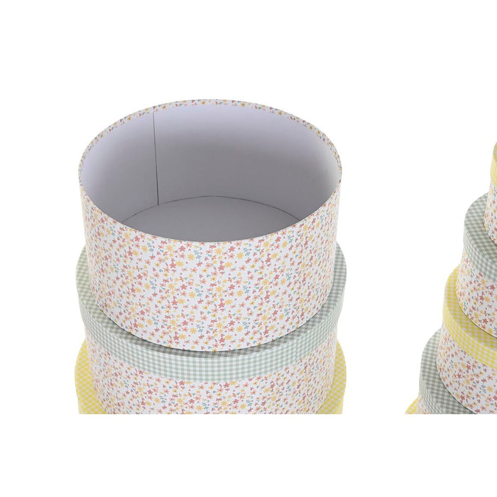 Set de cutii de depozitare, cu posibilitate de stivuire DKD Home Decor Verde Galben Multicolor Carton (37,5 x 37,5 x 18 cm)