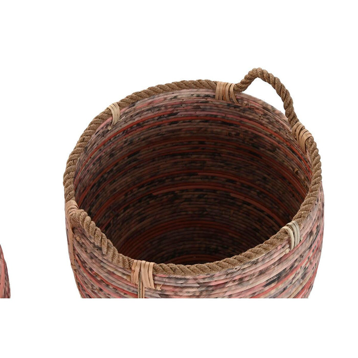 Set de Coșuri DKD Home Decor Piersică Natural Boho 52 x 52 x 58 cm