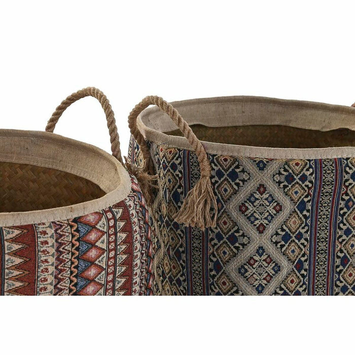 Coș DKD Home Decor 40 x 40 x 48 cm Iută Iarbă de mare Boho (2 Unități)