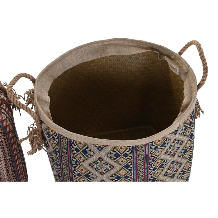 Coș DKD Home Decor 40 x 40 x 48 cm Iută Iarbă de mare Boho (2 Unități)