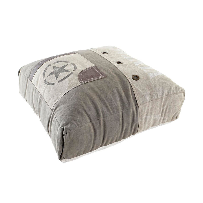 Pernă DKD Home Decor Podea Bej Maro Poliester Bumbac Piele Stea Aluminiu Vintage (50 x 14 x 50 cm)