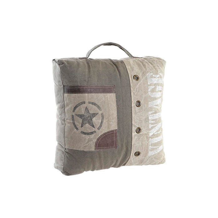 Pernă DKD Home Decor Podea Bej Maro Poliester Bumbac Piele Stea Aluminiu Vintage (50 x 14 x 50 cm)