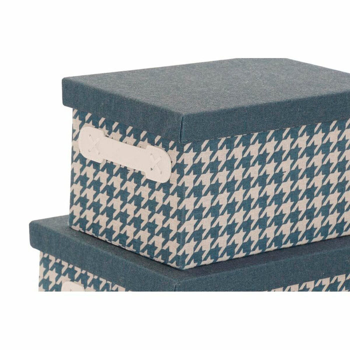 Set de cutii de depozitare, cu posibilitate de stivuire DKD Home Decor Gri Albastru Galben 40 x 30 x 20 cm