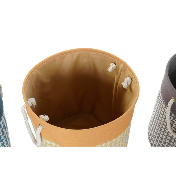 Coș pentru rufe murdare DKD Home Decor Model imprimat pe un material, reprezentând un "v" întors Gri Albastru Galben 45 x 45 x 4