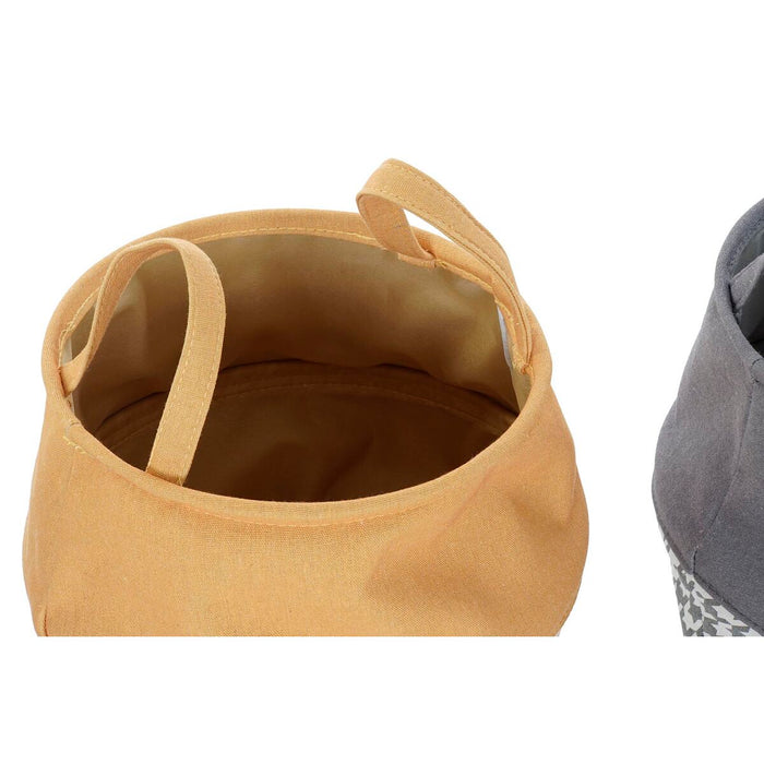 Coș pentru rufe murdare DKD Home Decor Model imprimat pe un material, reprezentând un "v" întors Galben Gri Gri închis 28 x 28 x