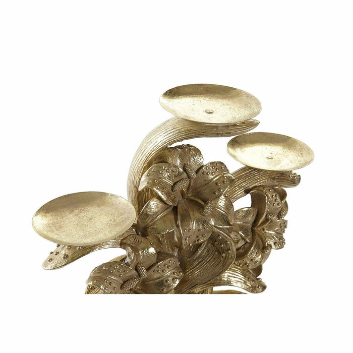 Candelabru DKD Home Decor 26 x 12 x 23 cm Floare Auriu* Rășină