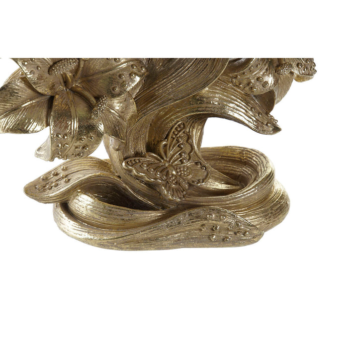 Candelabru DKD Home Decor 26 x 12 x 23 cm Floare Auriu* Rășină