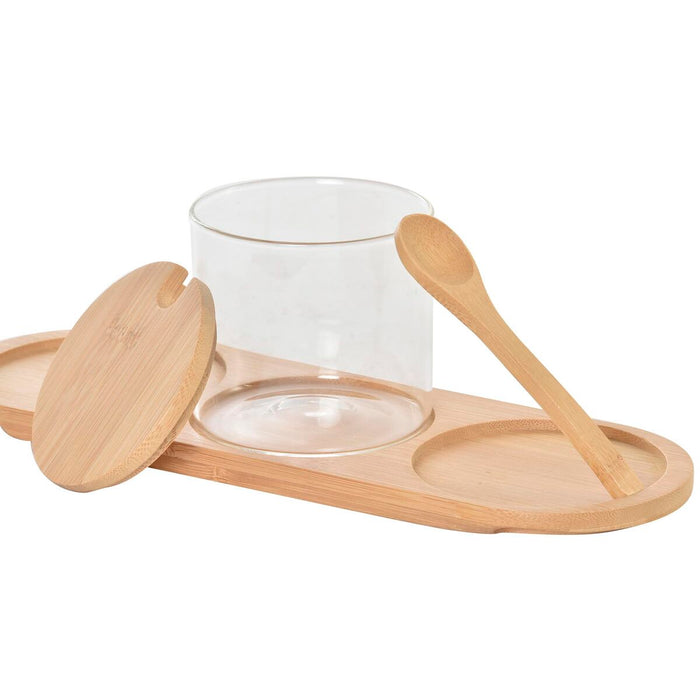 Zaharniță DKD Home Decor Bazic Transparent Natural Bambus 3 Piese 8,5 cm 29 x 10 x 10 cm