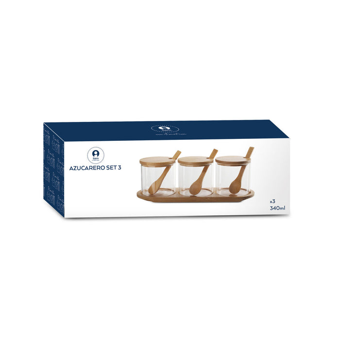 Zaharniță DKD Home Decor Bazic Transparent Natural Bambus 3 Piese 8,5 cm 29 x 10 x 10 cm