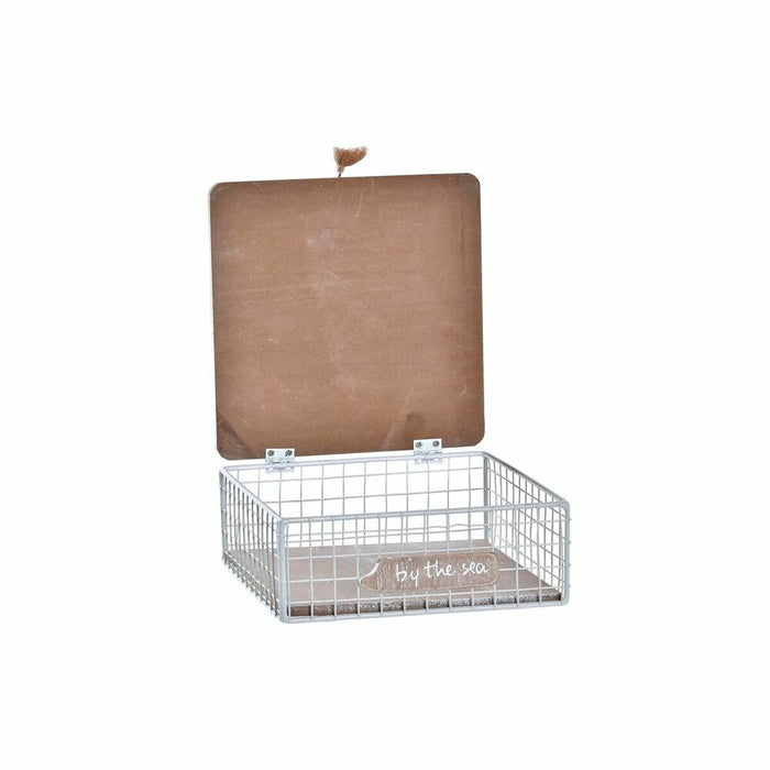 Cutie Decorativă DKD Home Decor Alb Maro Lemn Metal Aluminiu 16 x 16 x 6 cm