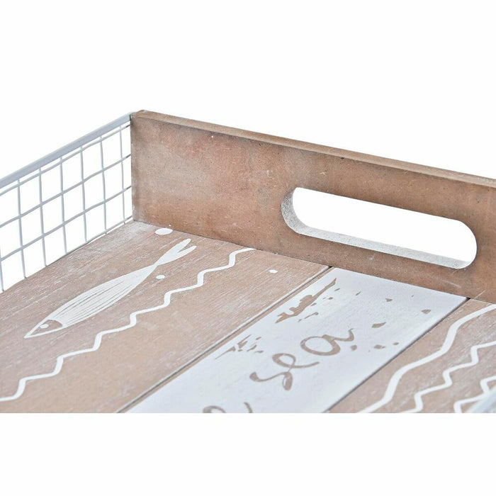 Tavă pentru gustari DKD Home Decor Maro Lemn Mediterană Pești 39 x 23 x 5 cm